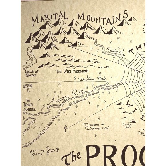 Whimsical Hand-Drawn 'Map of Procrastination' Art Work | NEW - Picture 9 of 12